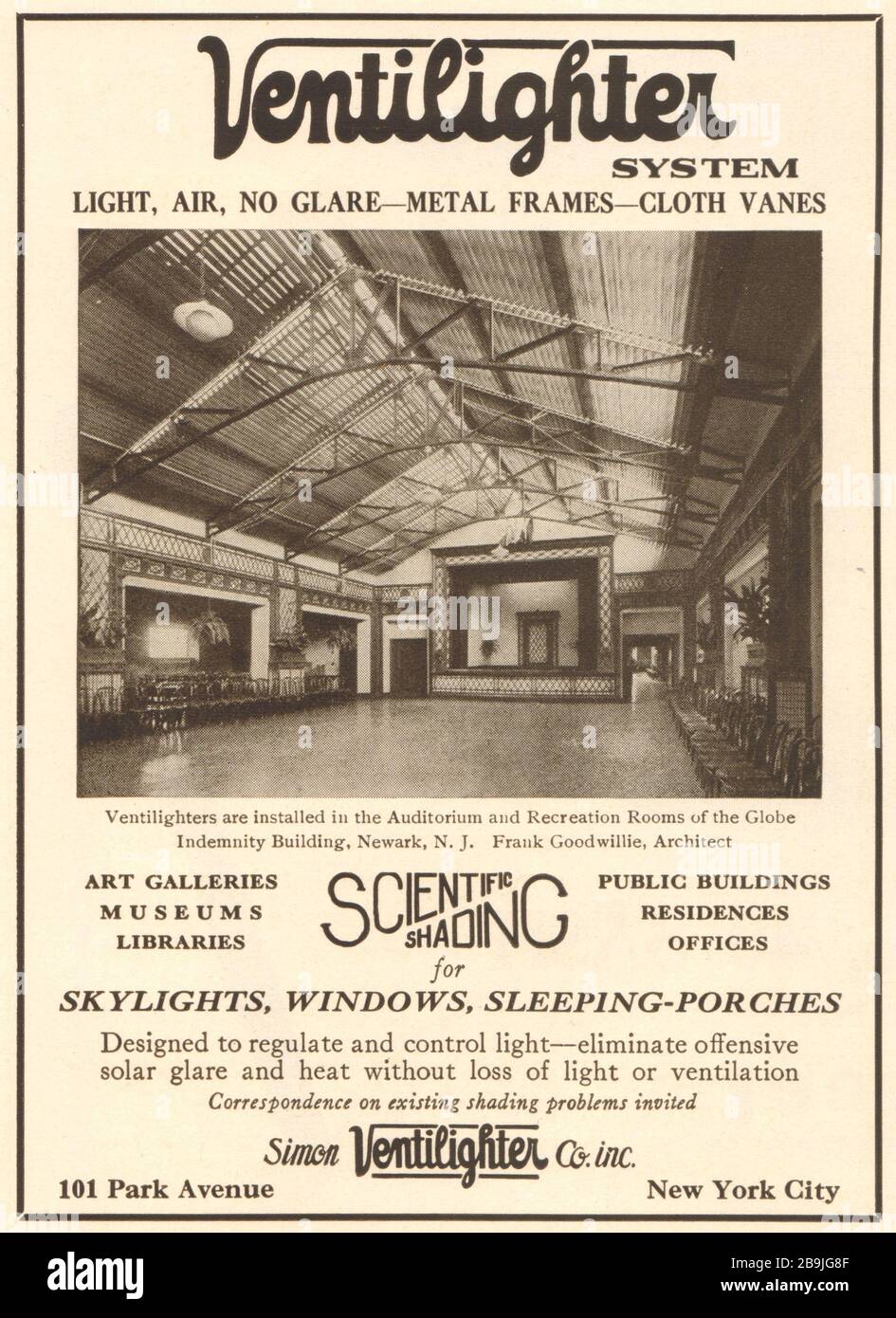 Auditorium, Globe Indemnity Building, Newark, New Jersey. Frank Goodville, architetto. Simon Ventilighter, Co. 101 Park Avenue, New York City. (1922) Foto Stock