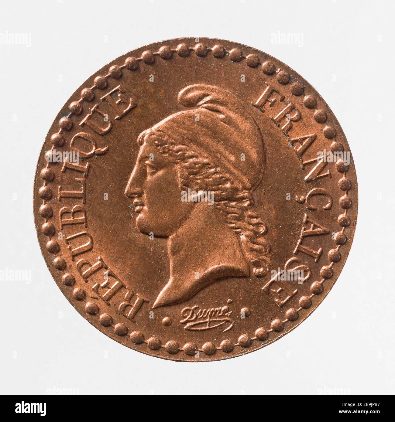 Parte di un centesimo della seconda Repubblica, 1849 Augustin Dupré (1748-1833). Pièce de un centime de la Deuxième République, 1849. Cuivre. 1848. Parigi, musée Carnavalet. Foto Stock