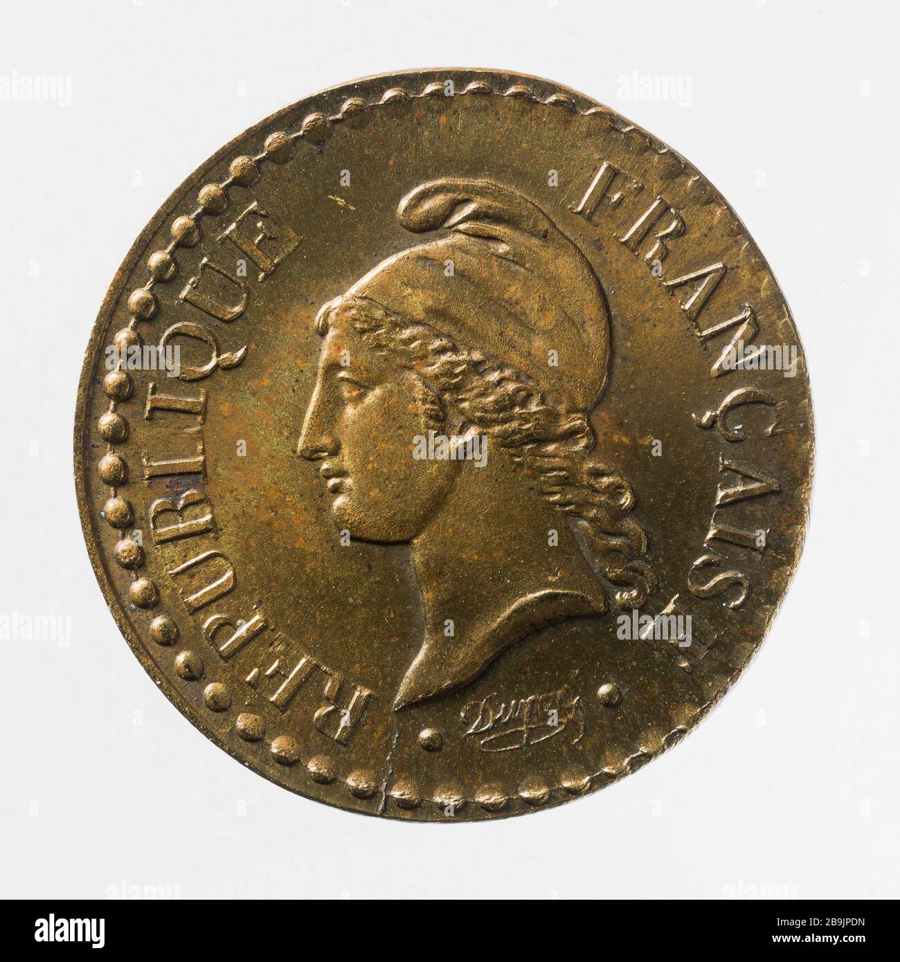 Parte di un centesimo della seconda Repubblica, 1849 Augustin Dupré (1748-1833). Pièce de un centime de la Deuxième République, 1849. Cuivre doré. 1848. Parigi, musée Carnavalet. Foto Stock