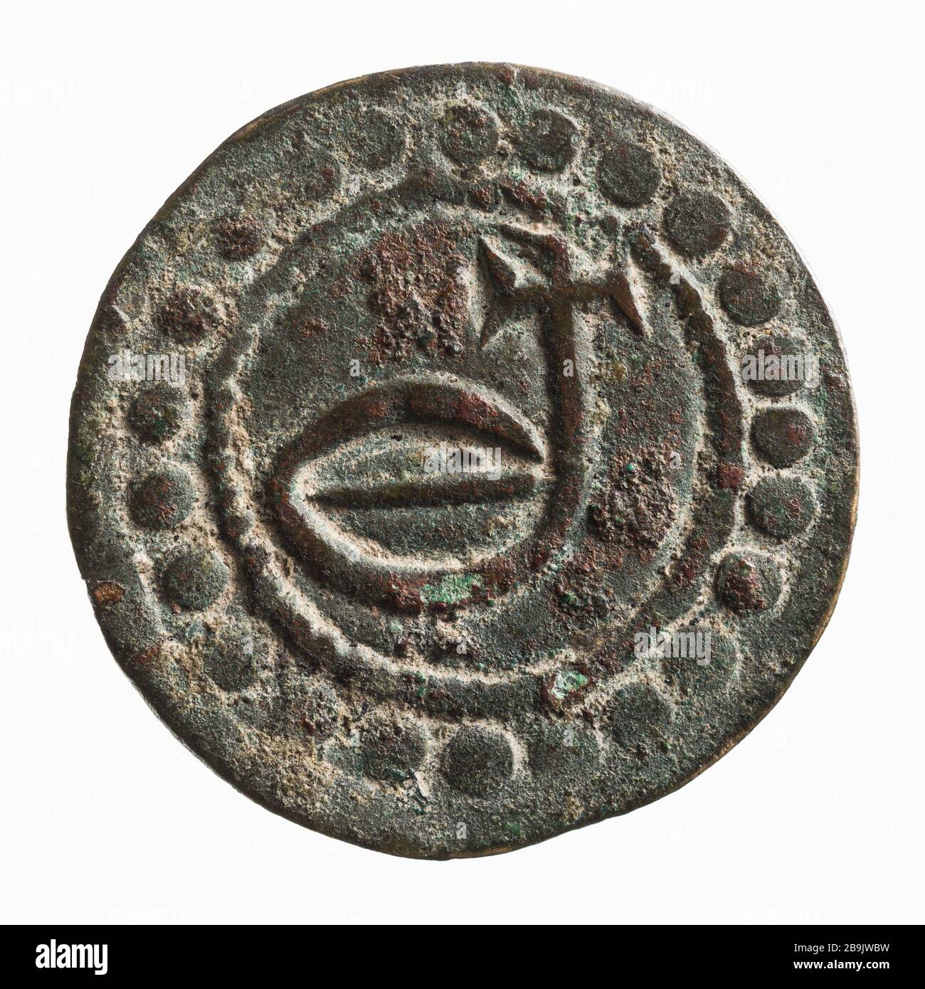 Conto simbolico Lombard, Anonyme del XIII-XV secolo. "Jeton de compte lombard, XIIIe-XVe siècle". Cuivre. 1200-1400. Parigi, musée Carnavalet. Foto Stock