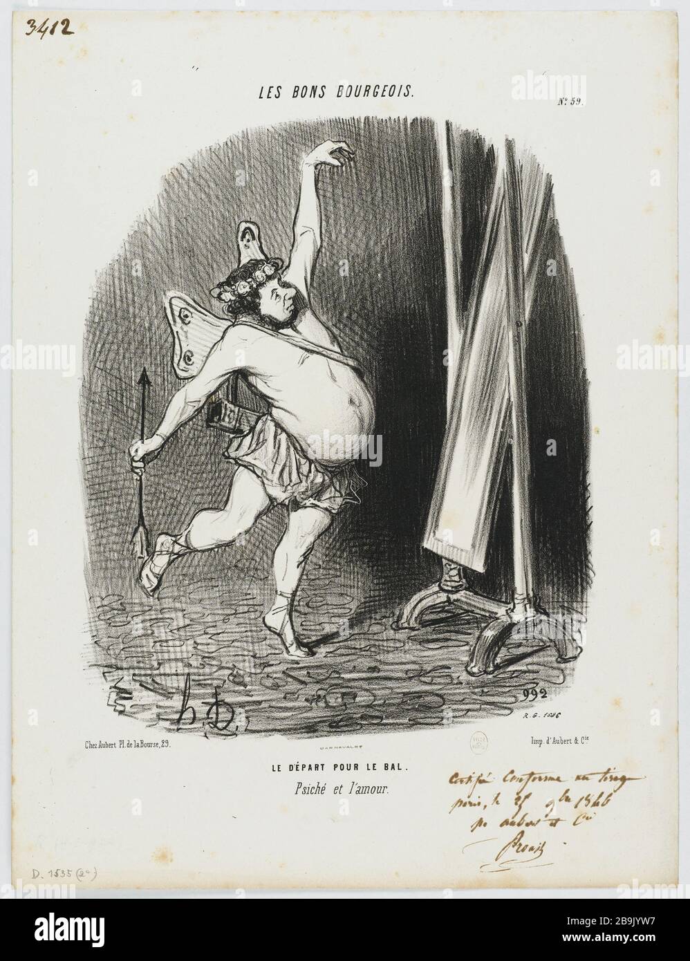 I bravi, pl.59 partenza per la palla. PSICHE e l'amore (pl. 59) Honoré Daumier (1808-1879). 'Le départ pour le bal. Psiché et l'amour (pl. 59)'. Lithographie en noir. Parigi, musée Carnavalet. Foto Stock