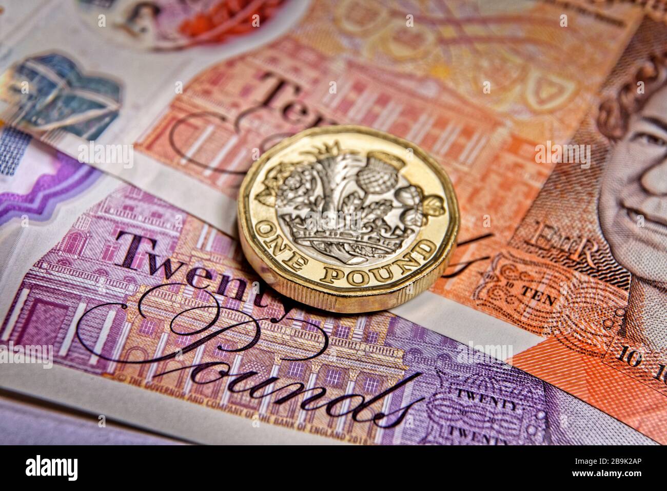 Moneta inglese in sterlina Foto Stock