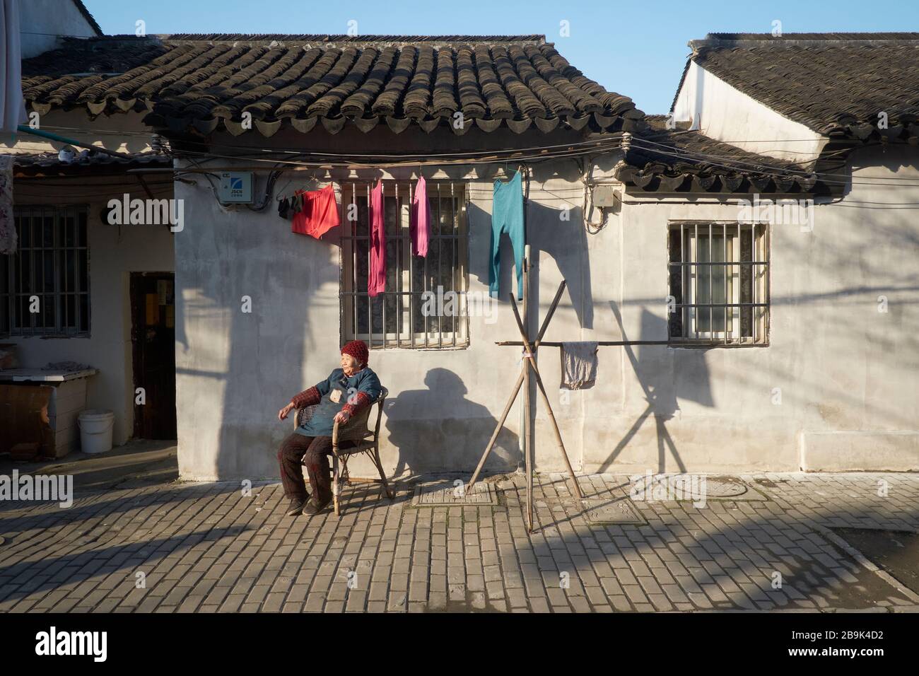 Street scene nella città di Suzhou, Cina Foto Stock