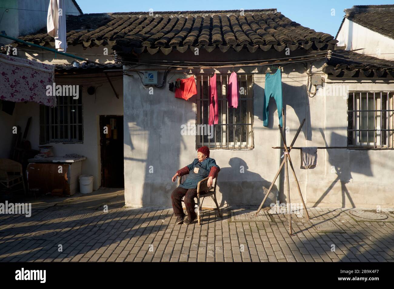 Street scene nella città di Suzhou, Cina Foto Stock