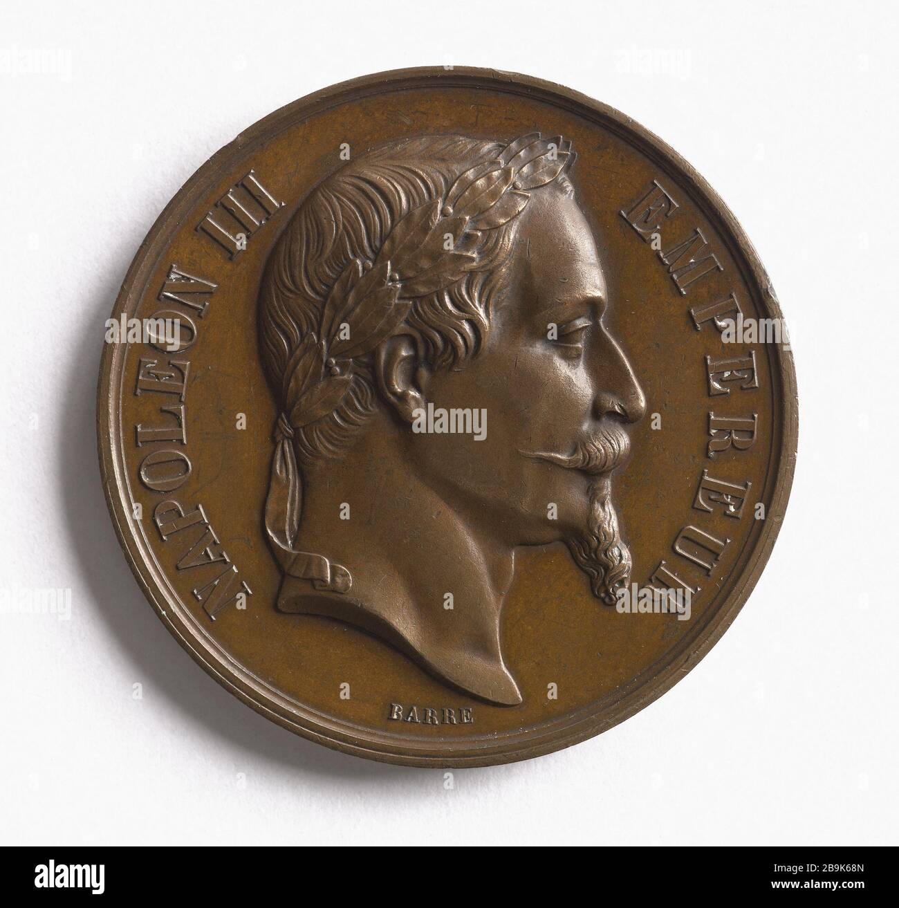 Seconda medaglia di teoria musicale del Conservatorio Imperiale di Musica e Declamazione assegnata Corlieu 1865 Albert-Désiré Barré (1818-1878). Deuxième médaille de solfège du Conservatoire impérial de musique et de déclamation attribuée à Corlieu. Bronzo, 1865. Parigi, musée Carnavalet. Foto Stock
