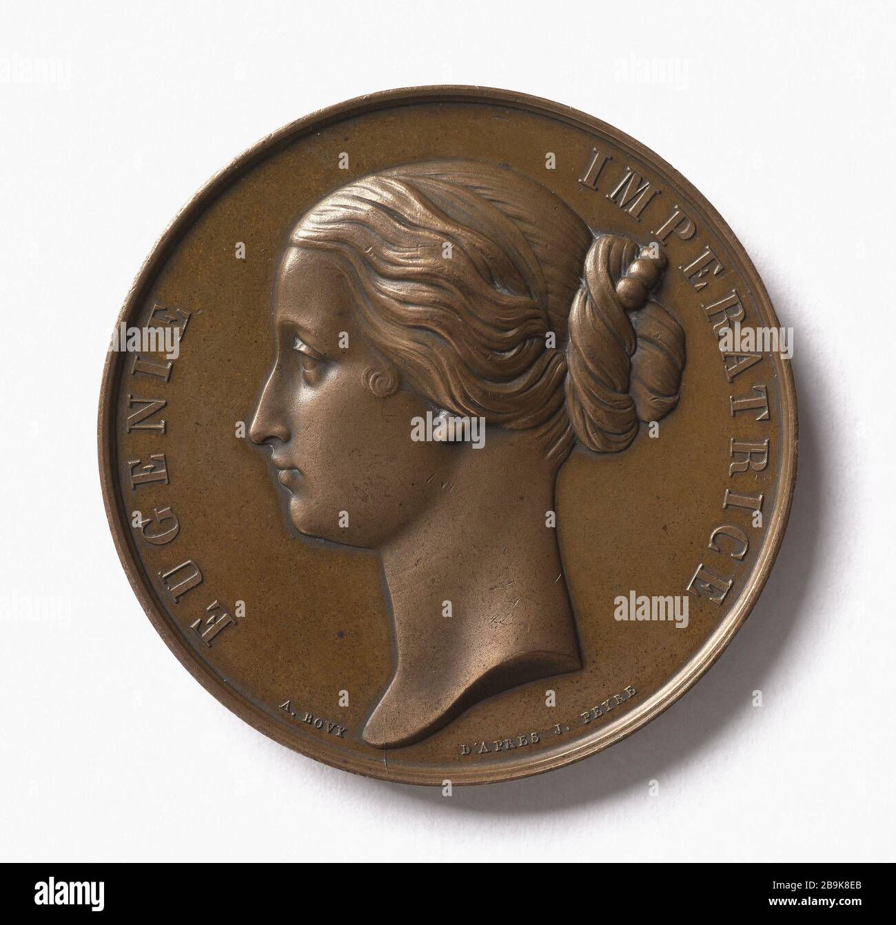 Medaglia attribuita a Gustave Salicis (1818-1889), fondatore di conferenze alla Sorbona per ragazze 1867 Antoine Bovy (1795-1877). Médaille attribuée à Gustave Salicis (1818-1889), fondateur des cours de la Sorbonne pour jeunes filles. Cuivre, 1867. Parigi, musée Carnavalet. Foto Stock