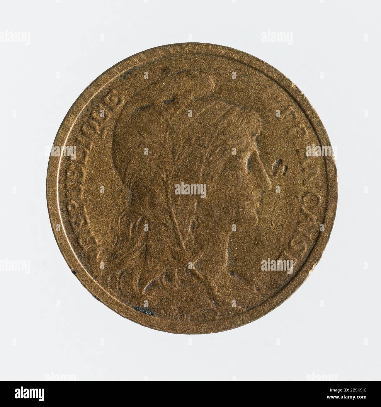 Prova bronzo per moneta da 1 cent in bronzo della terza Repubblica, 1898 Marcel Daniel-Dupuis (1849-1899). Essai en bronze pour la pièce de 1 centime en bronze de la IIIe République, 1898. Bronzo. 1898. Parigi, musée Carnavalet. Foto Stock