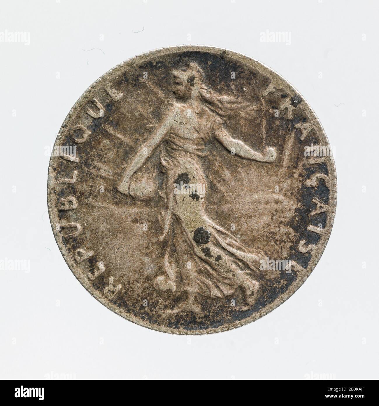 Monete d'argento da 50 cent della terza Repubblica, 1918 Louis Oscar Roty (1846-1911). Pièce de 50 centimes en argent de la IIIe République, 1918. Argent. 1918 Parigi, musée Carnavalet. Foto Stock