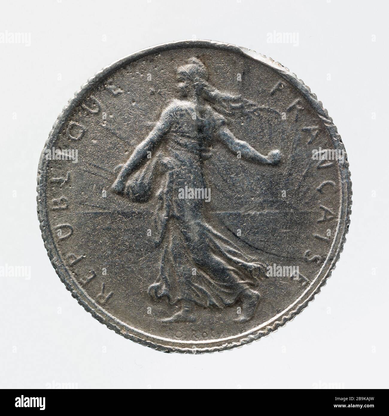 Parte 1 denaro franco della terza Repubblica, 1899 Louis Oscar Roty (1846-1911). Pièce de 1 franco en argent de la IIIe République, 1899. Argent. 1899. Parigi, musée Carnavalet. Foto Stock