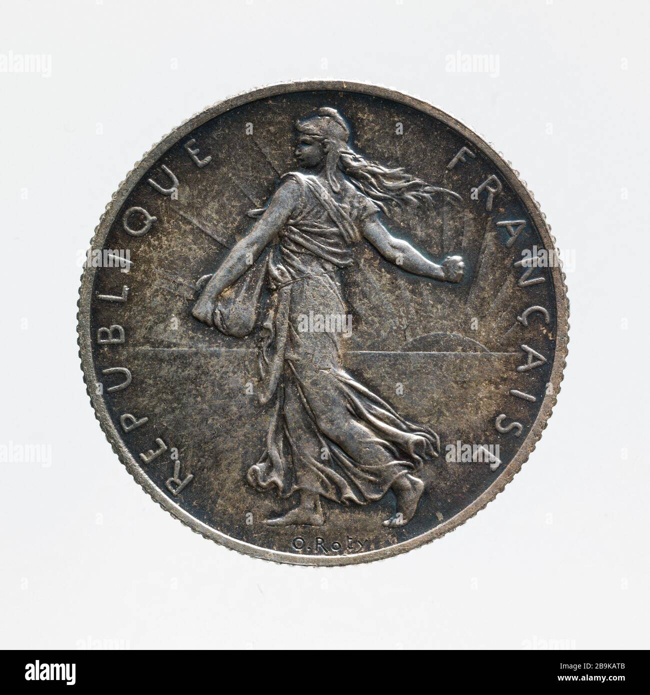 2 monete d'argento della terza Repubblica, 1920 Louis Oscar Roty (1846-1911). Pièce de 2 franchi en argent de la IIIe République, 1920. Argent. 1920. Parigi, musée Carnavalet. Foto Stock