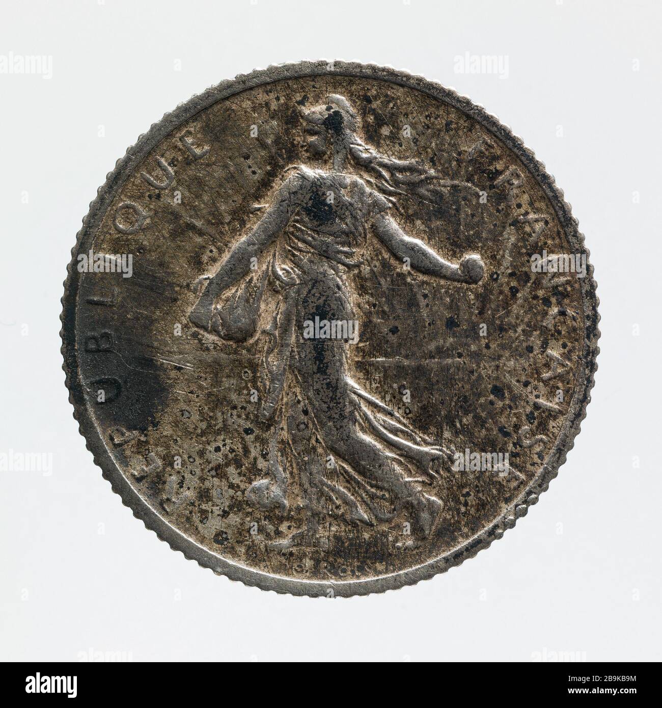 Parte 1 denaro franco della terza Repubblica, 1915 Louis Oscar Roty (1846-1911). Pièce de 1 franco en argent de la IIIe République, 1915. Argent. 1915. Parigi, musée Carnavalet. Foto Stock