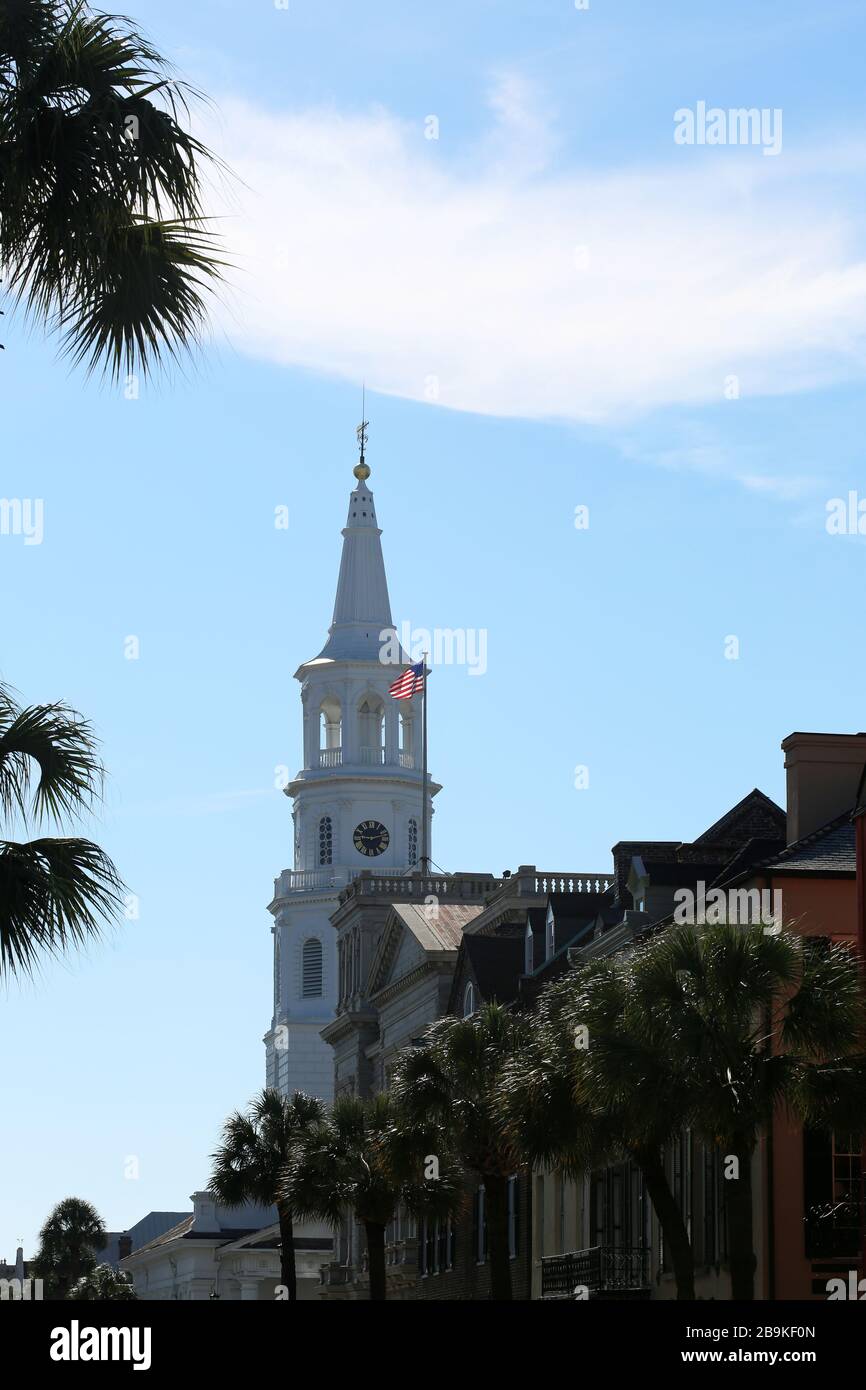 Chiesa storica nel centro di Charleston, Carolina del Sud Foto Stock