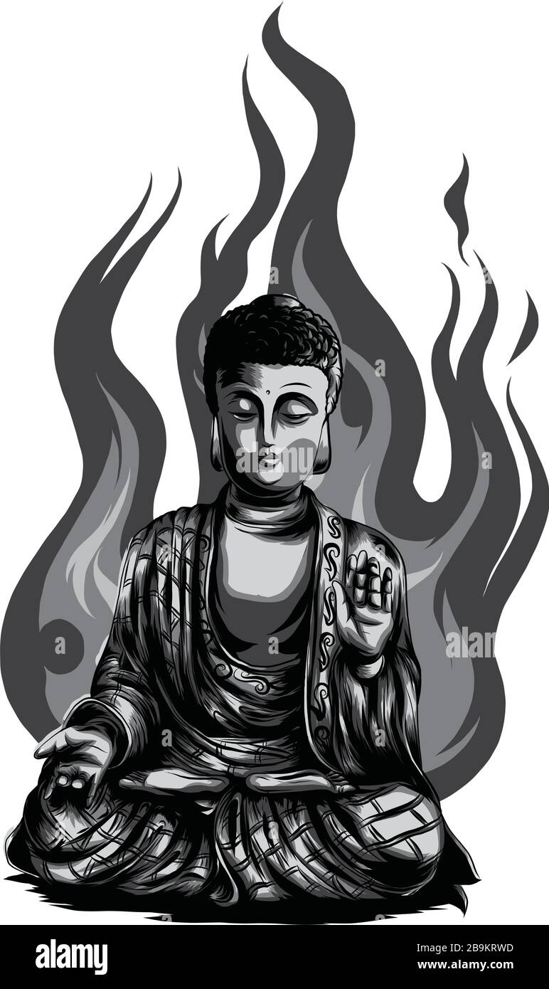 Illustrazione vettoriale vintage di Buddha da Meyers Konversations Illustrazione Vettoriale