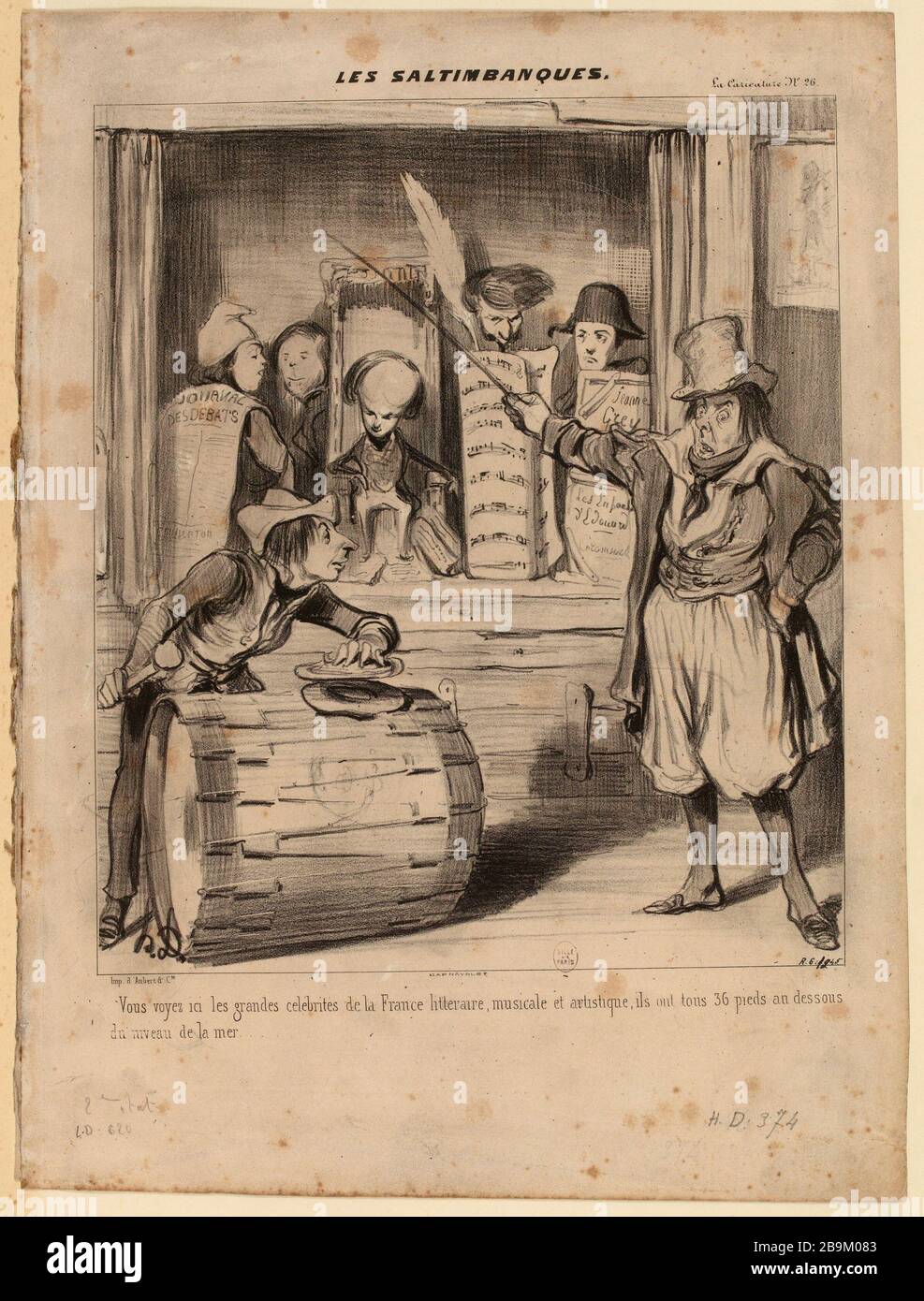 Acrobati. Vedete qui le grandi celebrità della Francia letteraria, la musica e le arti, hanno tutti 36 piedi sotto il livello del mare ....... (come elencato) Foto Stock