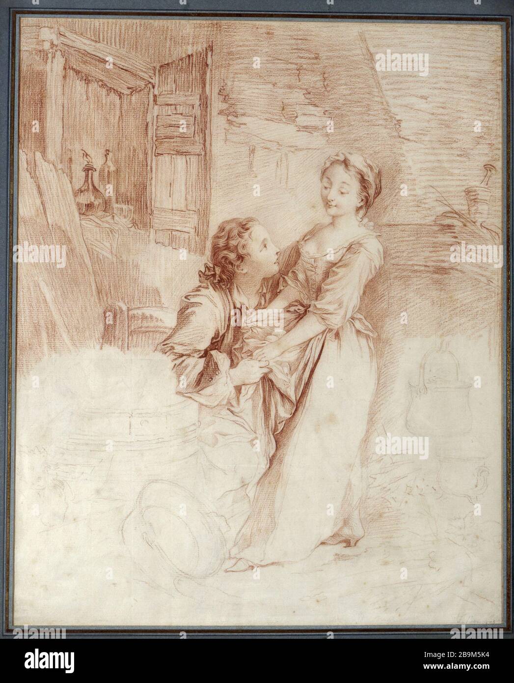 IL BUON CUOCO François Boucher (d'après). 'La Belle Cuisinière'. Sanguine sur papier. Parigi, museo Cognacq-Jay. Foto Stock IL BUON CUOCO François Boucher (d'après). 'La Belle Cuisinière'. Sanguine sur papier. Parigi, museo Cognacq-Jay. Foto Stock