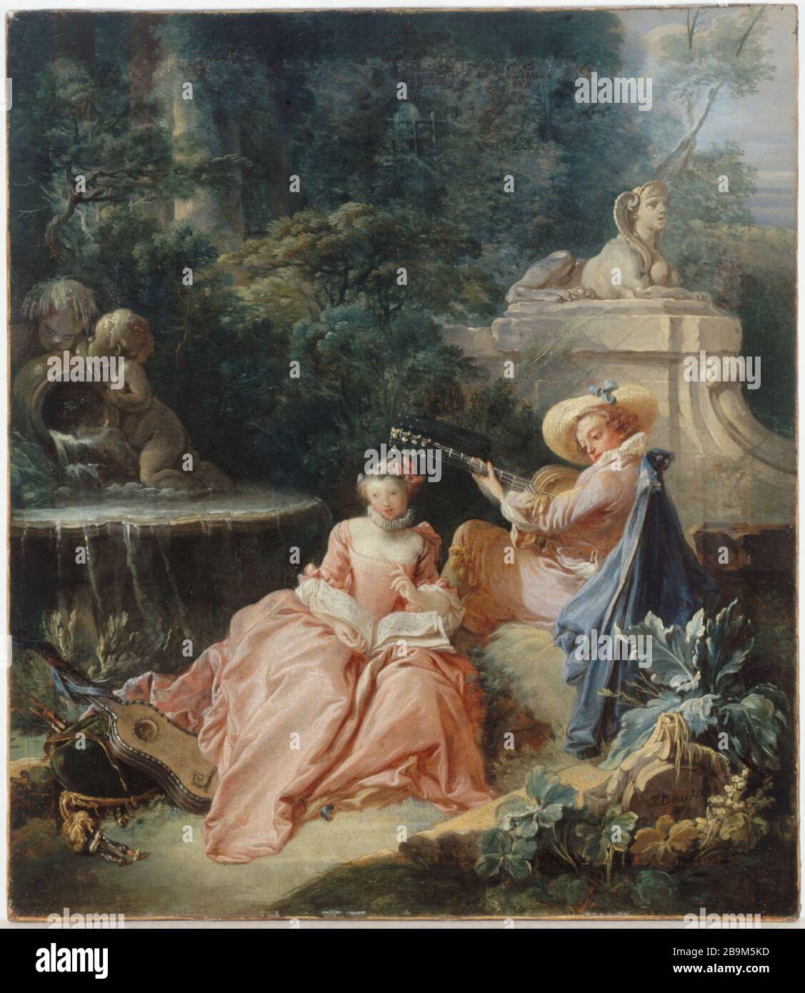 FRANCOIS BOUCHER - LEZIONE DI MUSICA 'la leçon de musique', 1749. Huile sur toile attribuée à François Boucher. Parigi, musée Cocnacq-Jay. Foto Stock FRANCOIS BOUCHER - LEZIONE DI MUSICA 'la leçon de musique', 1749. Huile sur toile attribuée à François Boucher. Parigi, musée Cocnacq-Jay. Foto Stock