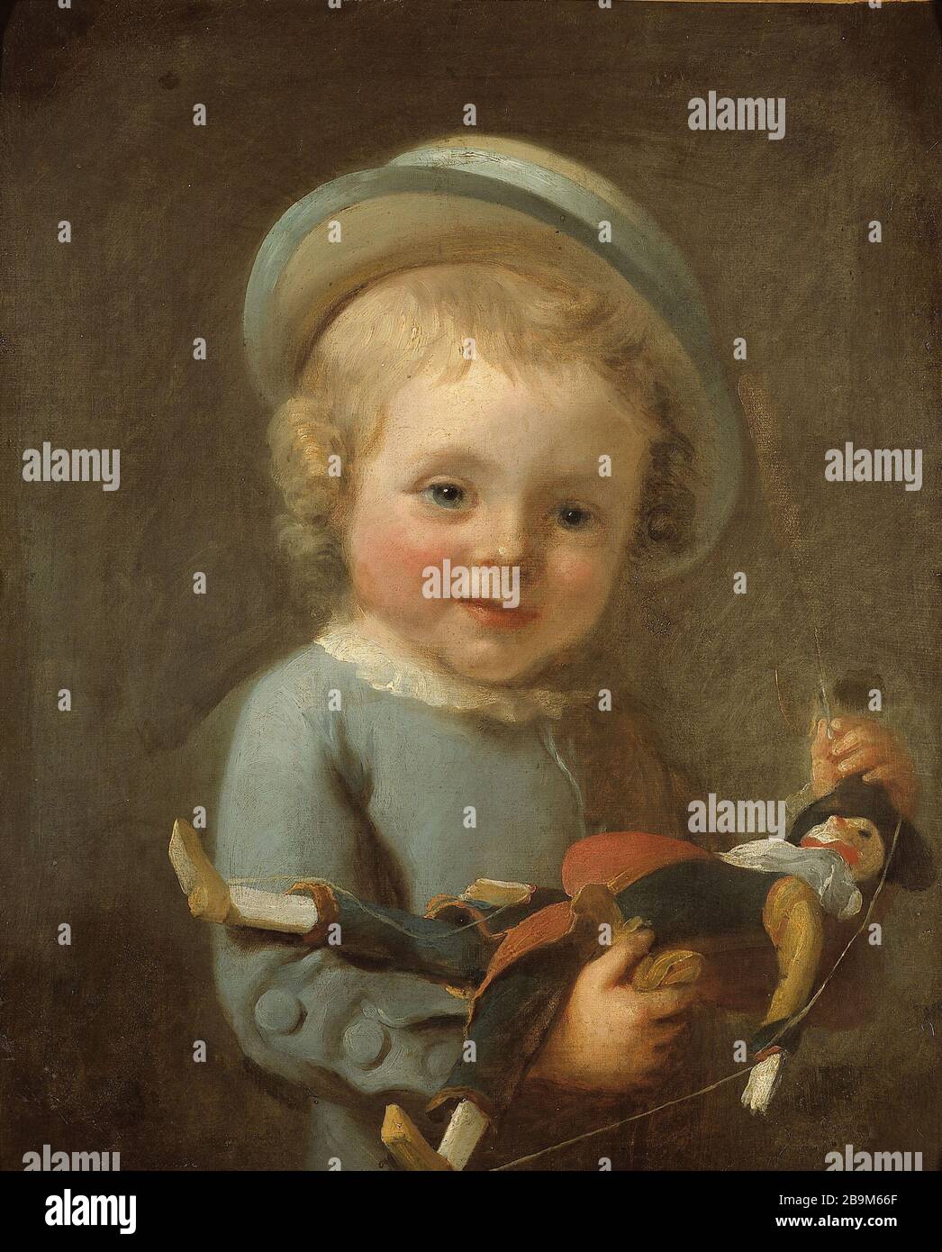 RAGAZZINO CHE PRENDE UN PUGNO 'Petit garçon tenant un polichinelle'. Huile sur toile. Parigi, museo Cognacq-Jay. Foto Stock