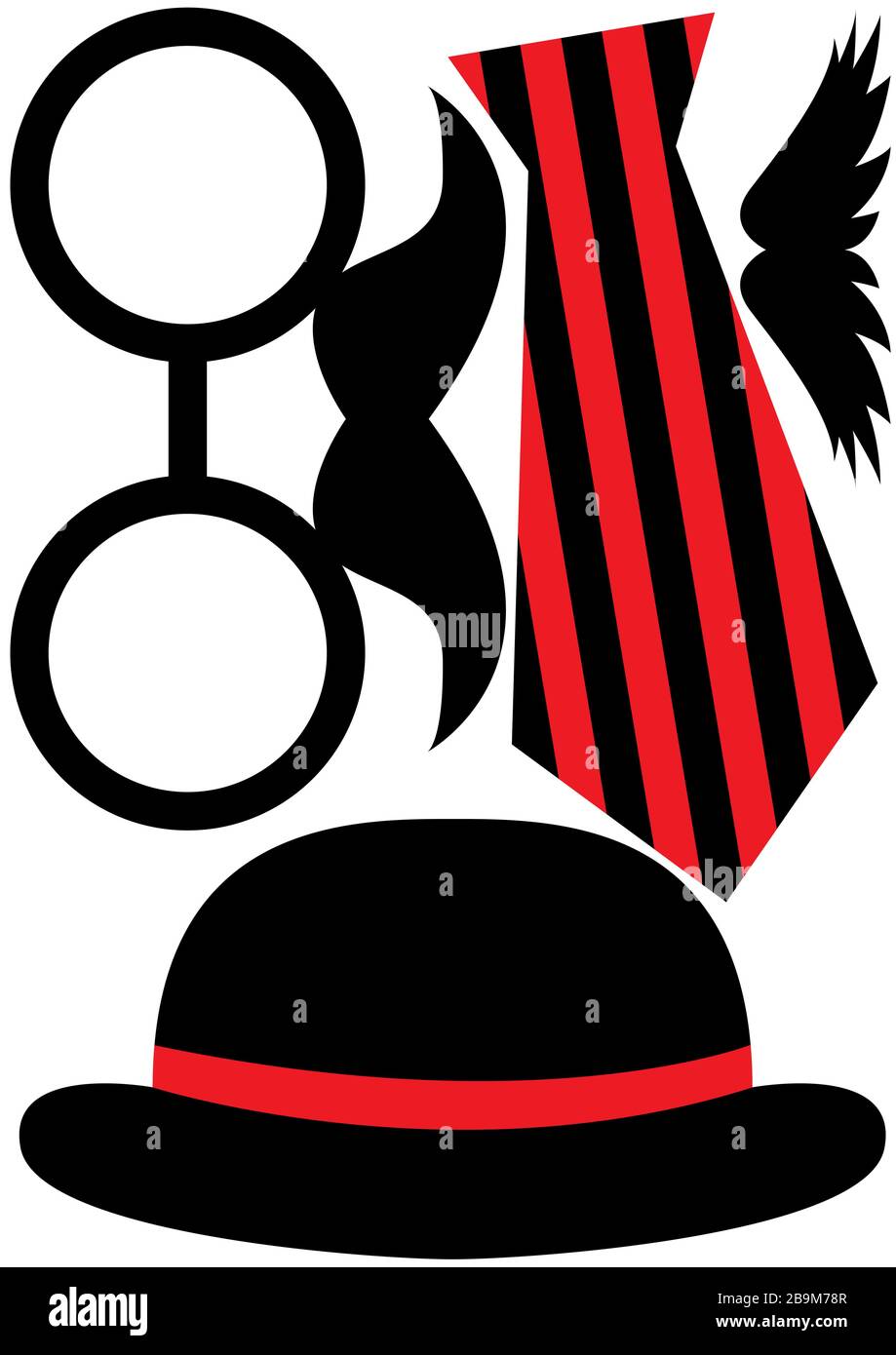 Set di accessori per feste - occhiali, baffi, cappello Illustrazione Vettoriale