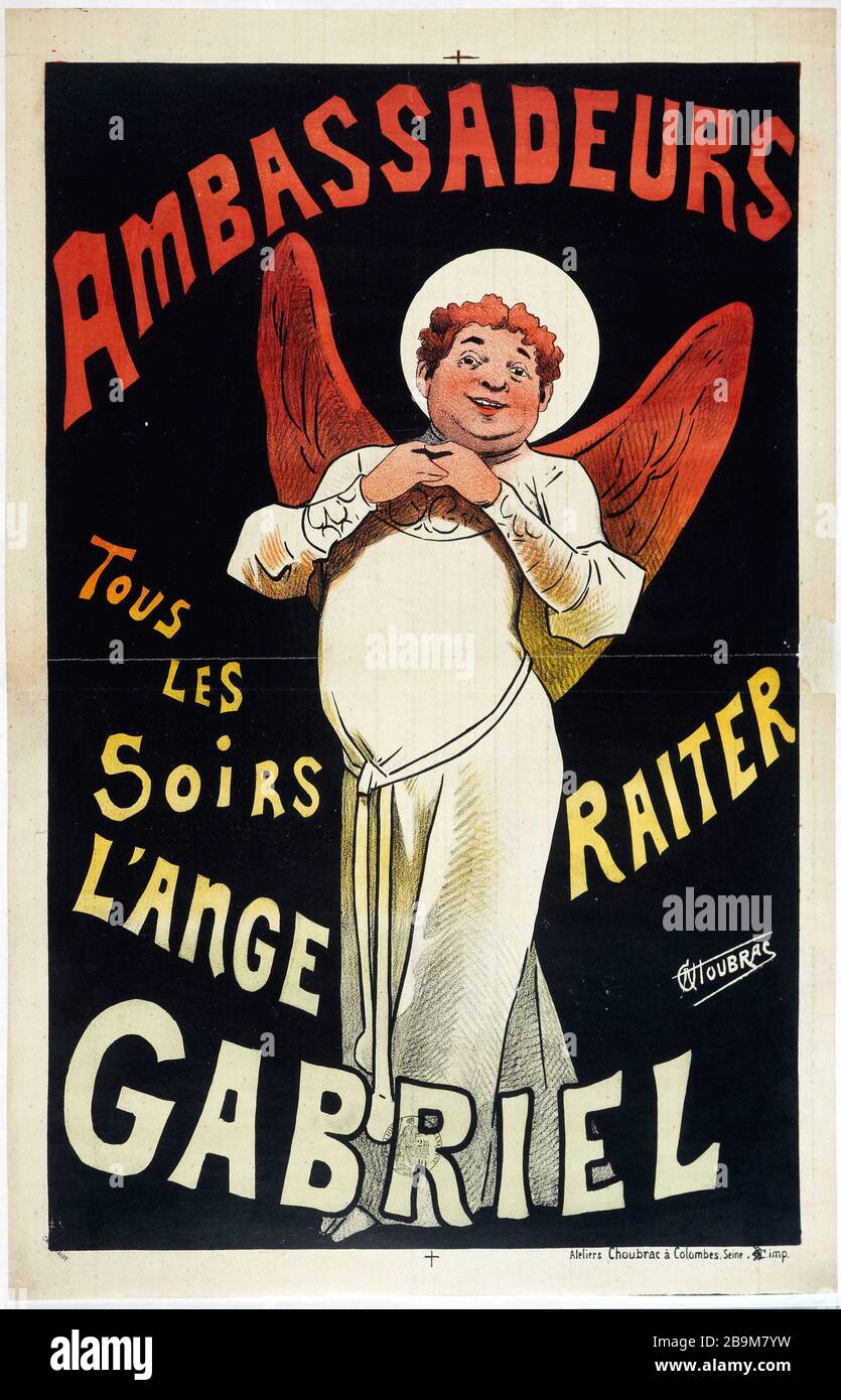 AMBASCIATORI, Raiter, ANGEL GABRIEL Alfred Choubrac (1853-1902). Ambassadeurs, Raiter, l'Ange Gabriel. Affiche. Lithographie couleur. Parigi, musée Carnavalet. Foto Stock