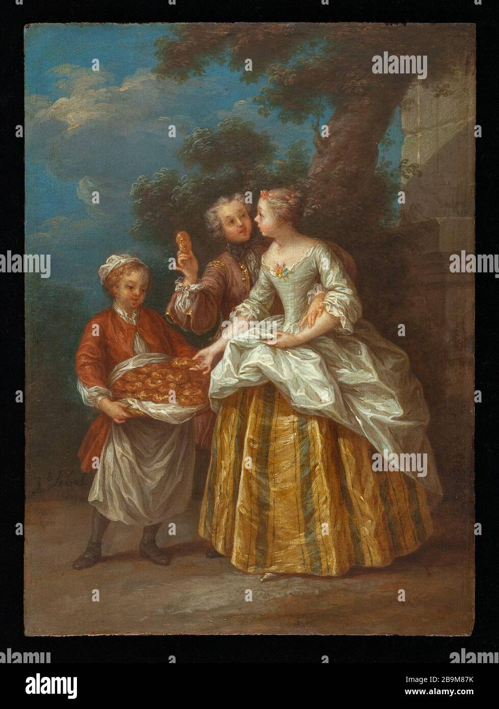 IL MERCANTE DI JEAN-Baptiste LEBEL SHRIVED (mort vers 1748-49). "Le marchand d'échaudés". Huile sur bois, vers 1740. Parigi, museo Cognacq-Jay. Foto Stock