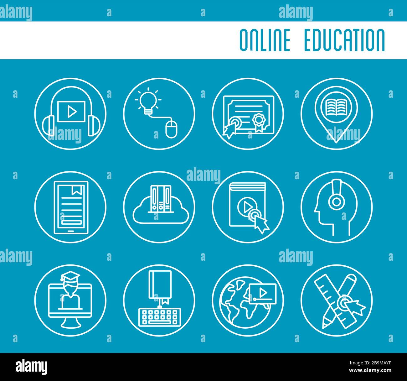 icone set online per la formazione Illustrazione Vettoriale