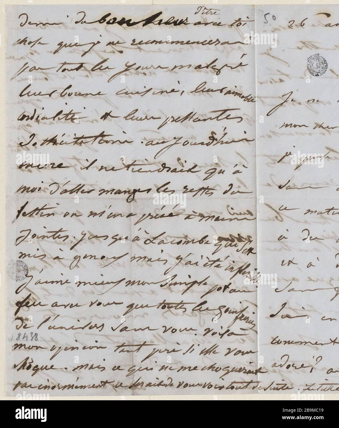 Agosto 26 Lunedi dopo mezzogiorno 2h [1850] Juliette Drouet a Victor Hugo ; 26 aout lundi apres midi 2h [1850] ; Maison Victor Hugo - Parigi Foto Stock