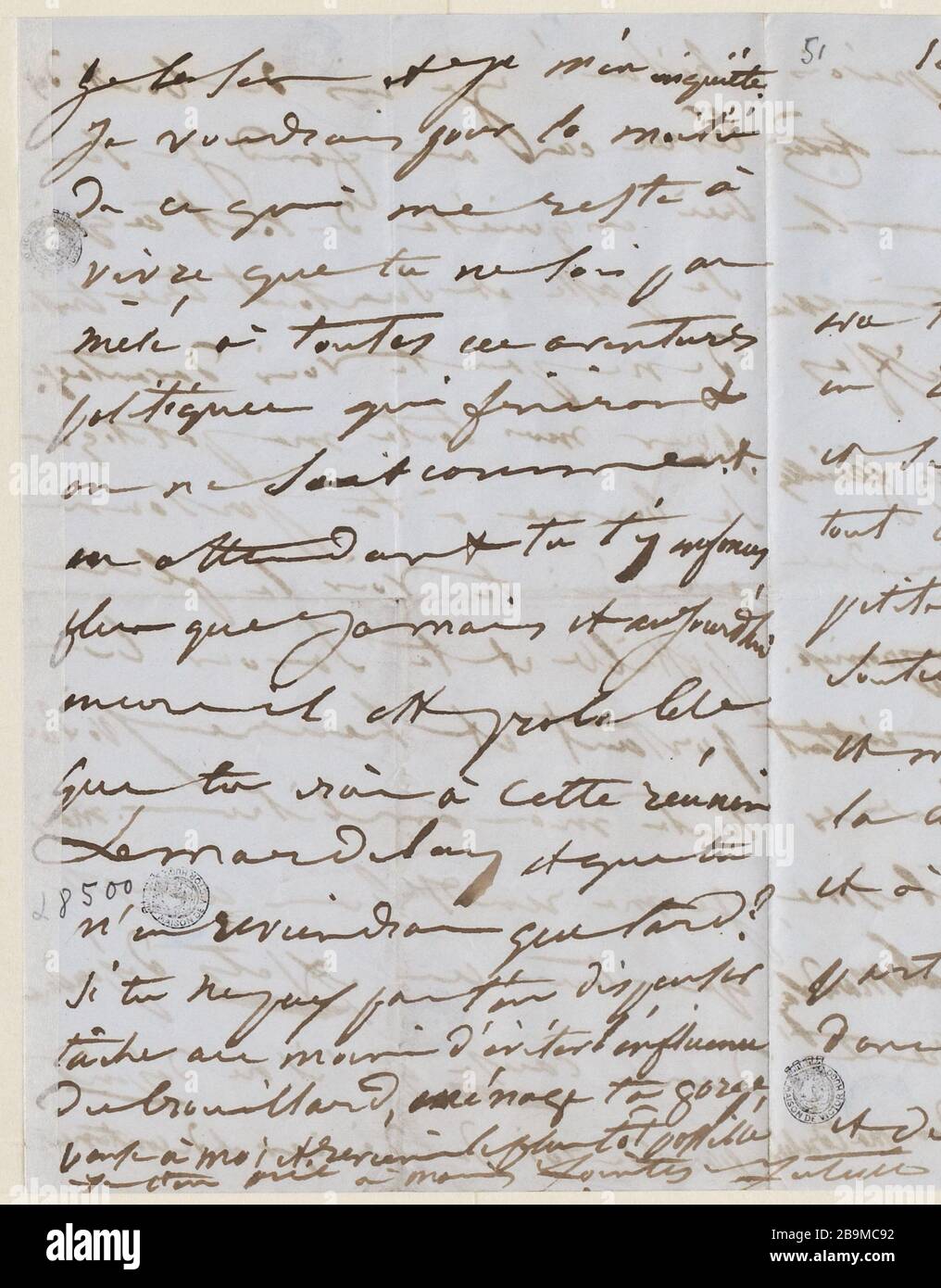 Gennaio 12 Domenica mattina 11 [1851] Juliette Drouet a Victor Hugo ; 12 janvier dimanche matin 11h [1851] ; Maison Victor Hugo - Parigi Foto Stock