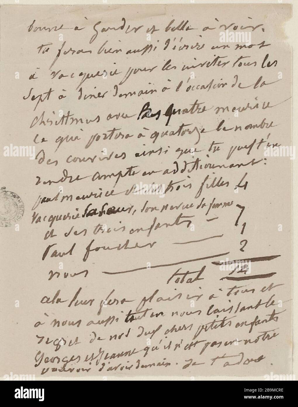 Dicembre 24 Martedì mattina ore 6 [1878] Juliette Drouet a Victor Hugo ; 24 decembre mardi matin 6h [1878] ; Maison Victor Hugo - Parigi Foto Stock