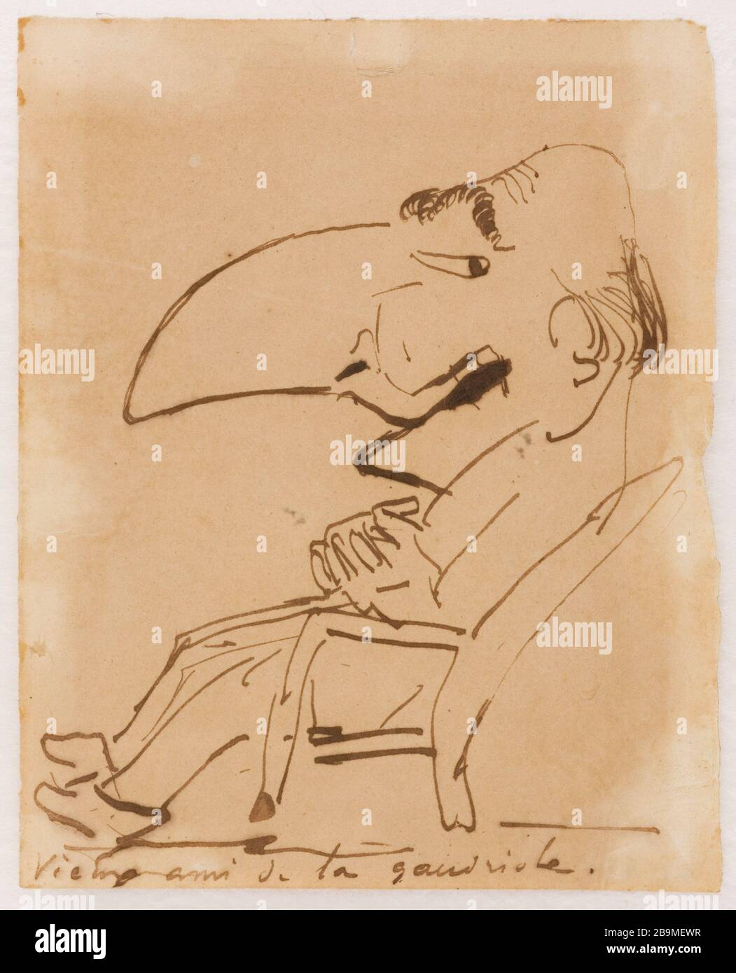 Inchiostro al piano inferiore: Vecchio amico di un allegro Victor Hugo (1802-1885). "Vieil ami de la gaudriole". En bas l'encre : Vieil ami de la gaudriole. Encre sur papier. Parigi, Maison de Victor Hugo. Foto Stock