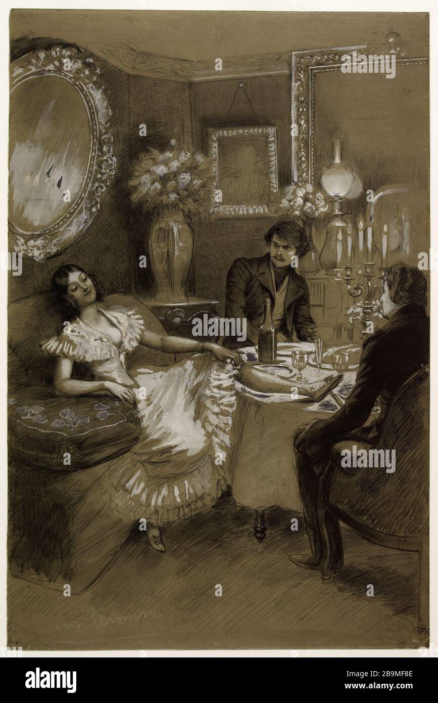 Dalla natura Georges-Antoine Rochegrosse (1859-1938), peintre et Illustrateur français. D'après natura. Miniera di grafite e pastello. 1888. Parigi, Maison de Victor Hugo. Foto Stock