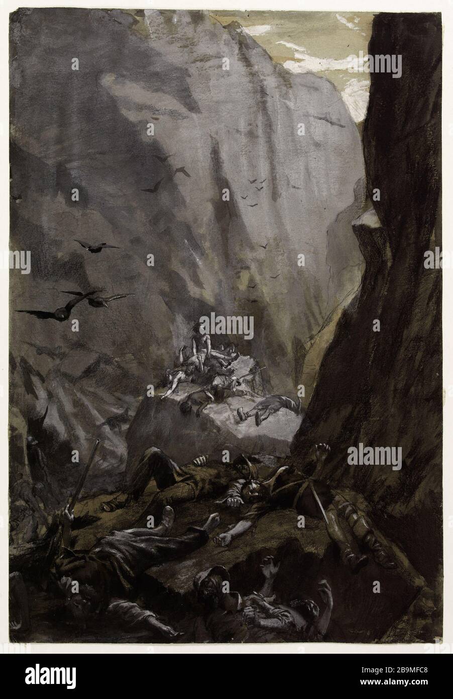 La parata del pilastro Nero Georges-Antoine Rochegrosse (1859-1938), peintre et Illustrateur français. Le défilé du Pilier-Noir. Miniera di grafite, lavis et gouache sur papier. 1884. Parigi, Maison de Victor Hugo. Foto Stock