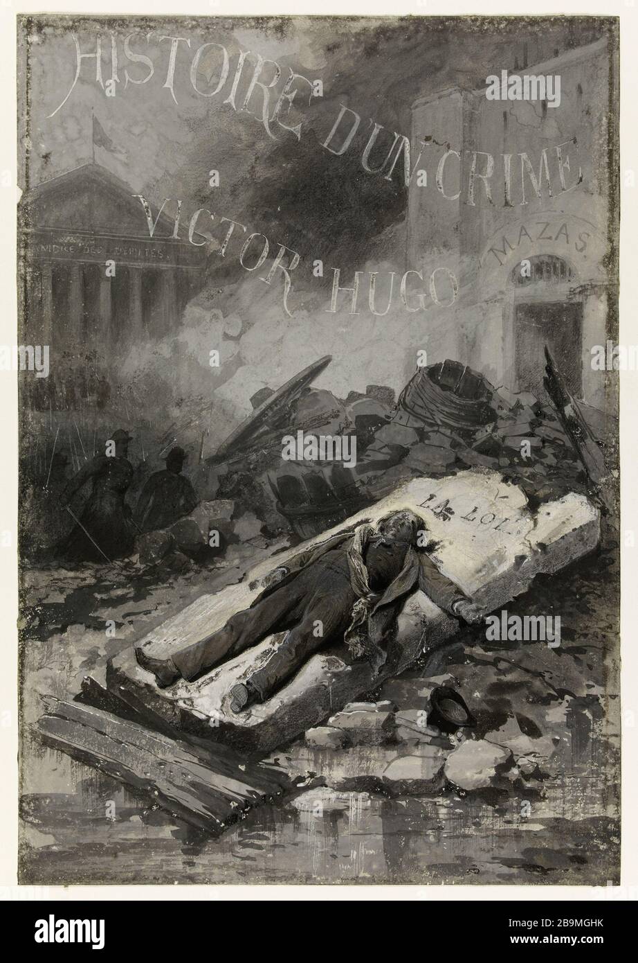 Frontespizio della storia del crimine Georges Bertin Scott (1873-1942). Frontispice de l'Histoire d'un crimine. Gouache et encre sur papier, 1877. Parigi, Maison de Victor Hugo. Hauteville Casa. Foto Stock