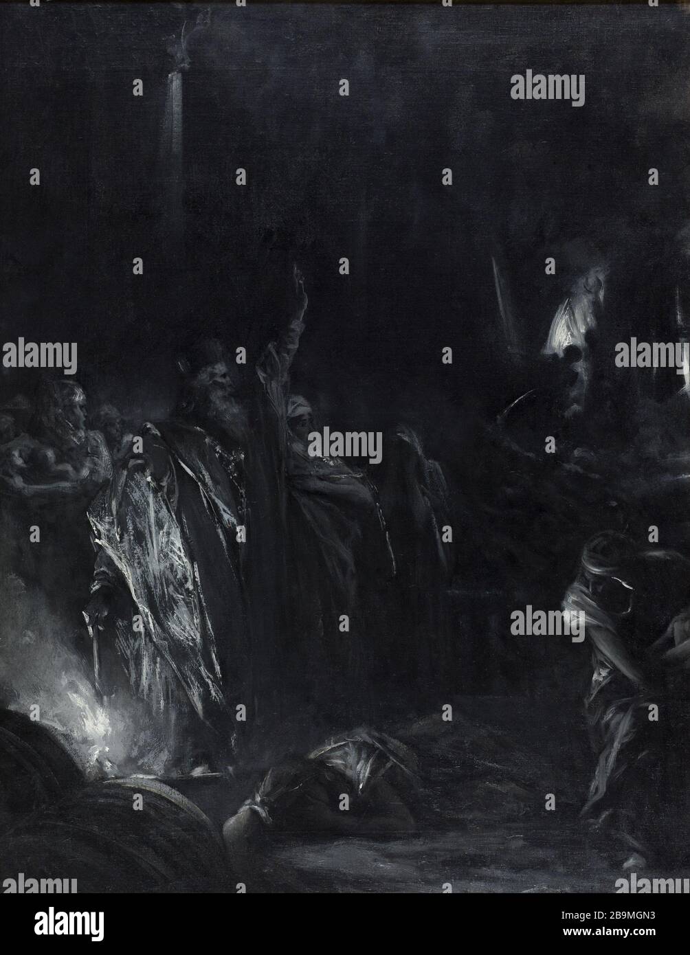 Scena Orientales Benjamin-Constant (Jean-Joseph Constant, 1845-1902). 'Scène des Orientales'. Grisaille. Huile sur bois. 1880-1890. Parigi, Maison de Victor Hugo. Foto Stock