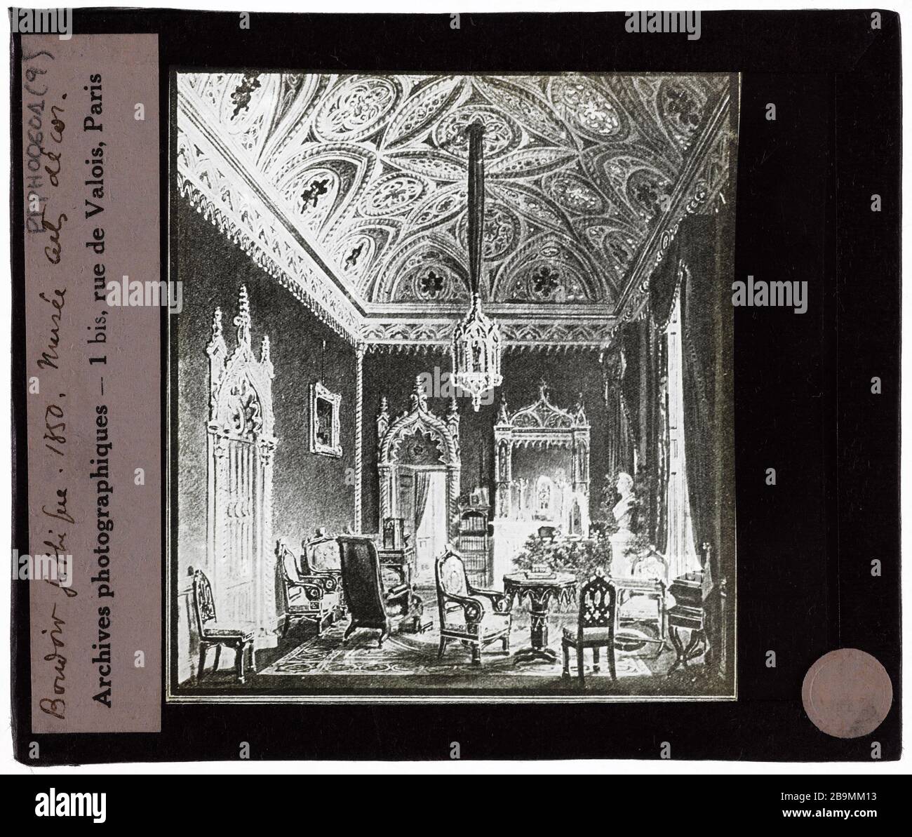 Mobili. Gotica Boudoir Mobilier. Gothique boudoir. 1850. Fotografie di Jacques-Ernest Bulloz (1858-1942), 1900-1930. Musée des Beaux-Arts de la Ville de Paris, Petit Palais. Foto Stock