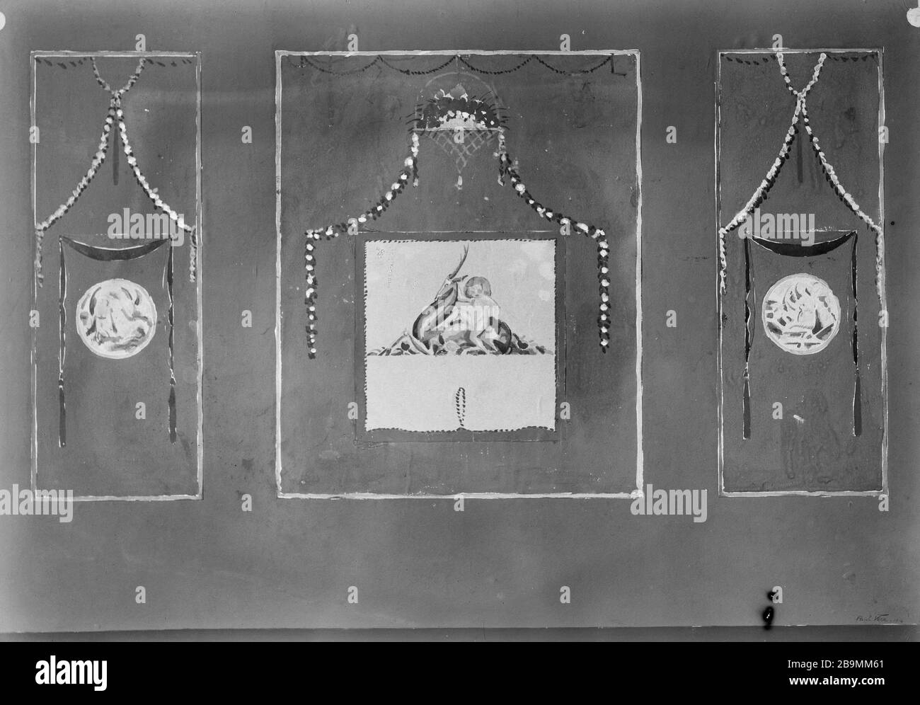 Anonima murale. Mobilier. 'décor mural'. négatif à l'iodo-bromure d'argent sur plaque de verre. 1900-1930. Musée des Beaux-Arts de la Ville de Paris, Petit Palais. Foto Stock