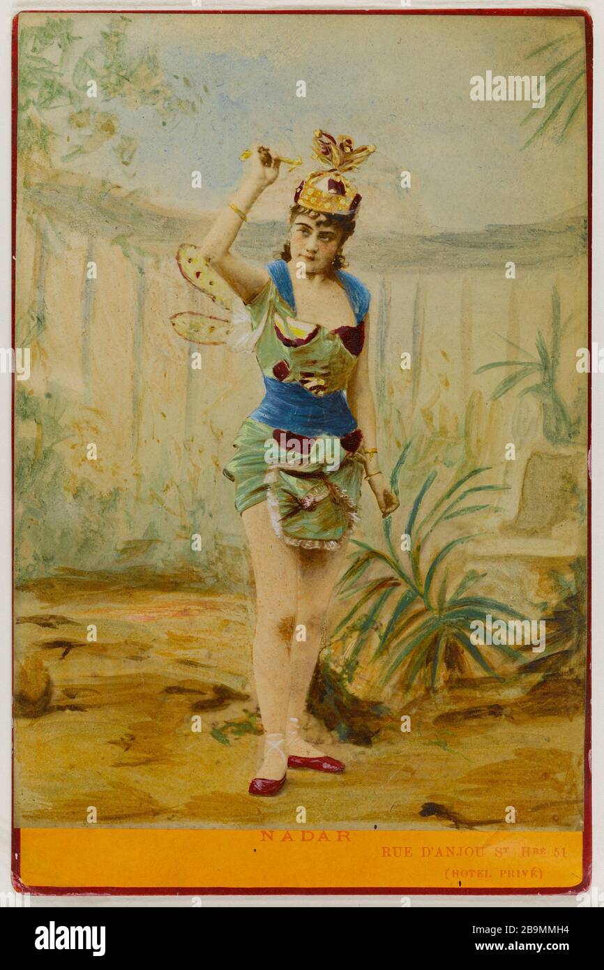 RITRATTO Ganguin, ATTRICE IN BLU BOUDON Félix Tournachon, dit Nadar (1820-1910). Portrait de Ganguin, comédienne en bourdon bleu. 1870-1900. Parigi, musée Carnavalet. Foto Stock