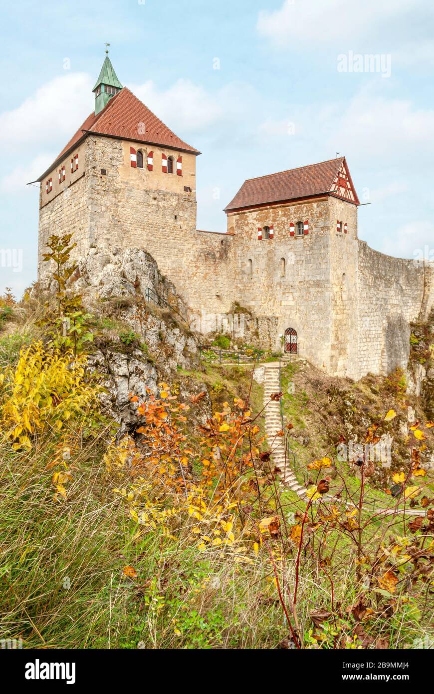 Castello Hohenstein lo stato tedesco della Baviera, Kirchensittenbach, Germania. Foto Stock