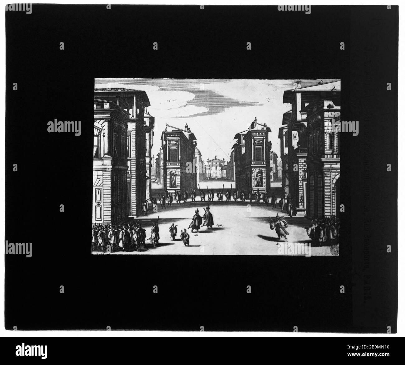 Callot. Tragedia di Soliman Jacques Callot (1592-1835). "Tragédie de Soliman". Plaque de Projection noir et blanc. 1900-1930. Fotografie di Jacques-Ernest Bulloz. Musée des Beaux-Arts de la Ville de Paris, Petit Palais. Foto Stock
