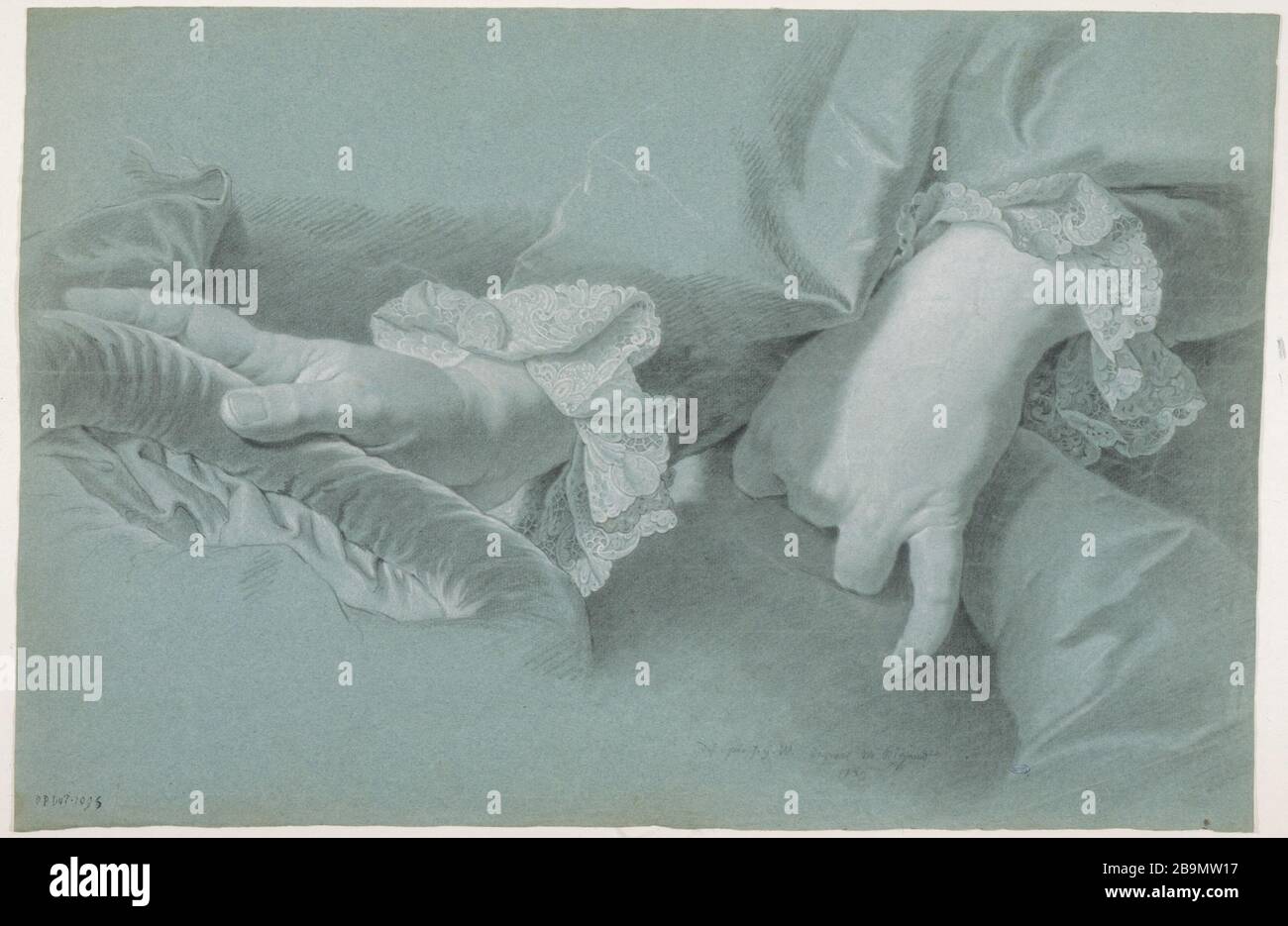 Studio delle mani Jan Georg Wille et Hyacinthe Rigaud (d'après). 'Etude de Mains, vers 1739'. Musée des Beaux-Arts de la Ville de Paris, Petit Palais. Foto Stock