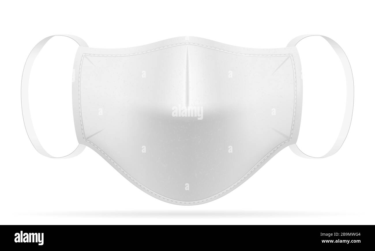 maschera respiratoria medica per la protezione contro malattie e infezioni trasmesse da goccioline aeree illustrazione vettoriale isolata su whi Foto Stock