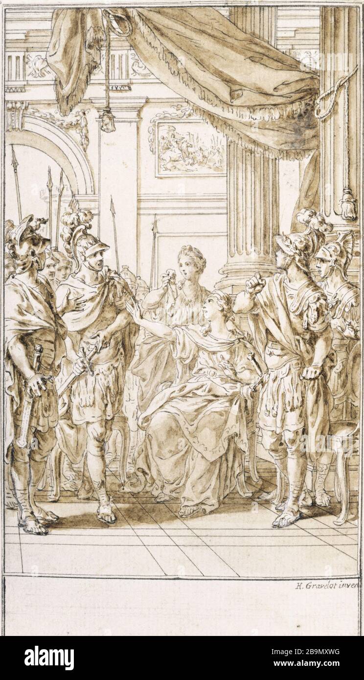 LA THEBAIE 'la Thébaïde' : Illustration pour les 'oeuvres' de Jean Racine (1639-1699) - Volume 1. Estampe de Hubert Gravelot (1699-1773), 1768. Musée des Beaux-Arts de la Ville de Paris, Petit Palais. Foto Stock