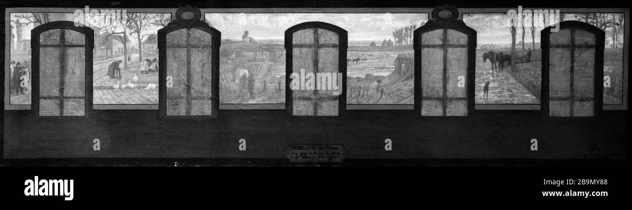 Jean-Joseph Enders (1862-1936). Visto da Jean-Joseph Enders (1862-1936). Rue de Fresnes, esquisse pour la mairie de Fresnes (Val-de-Marne), 1905. Musée des Beaux-Arts de la Ville de Paris, Petit Palais. Foto Stock