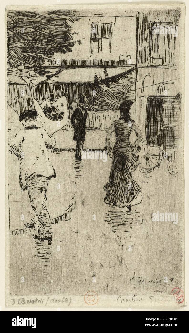 Piccola vista del Boulevard de Clichy Norbert Goeneutte (1854-1894). 'Petite vue du boulevard de Clichy'. eau-forte. Parigi, musée Carnavalet. Foto Stock