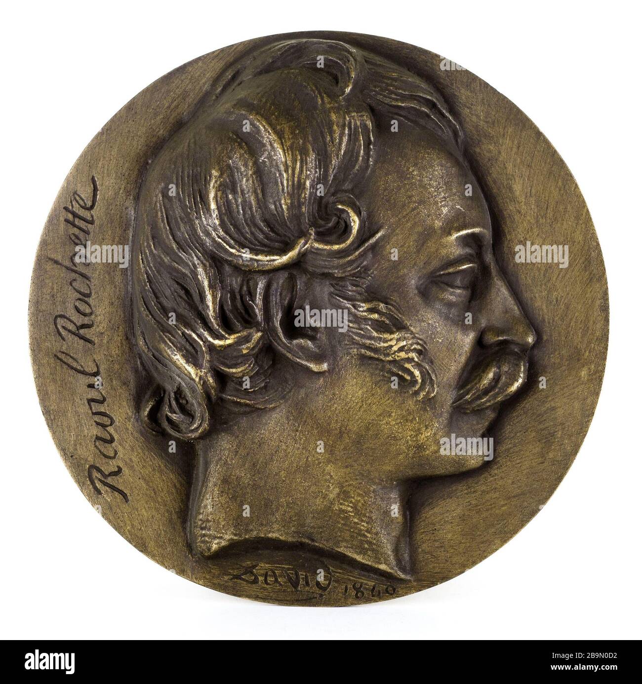 RITRATTO DI RAOUL Rochette (1789-1854), ARCHEOLOGO David D'Angers (1788-1856). Ritratto di Raoul Rochette (1789-1854), archéologue. Bronzo. Fonte au sable. 1840. Parigi, musée Carnavalet. Foto Stock