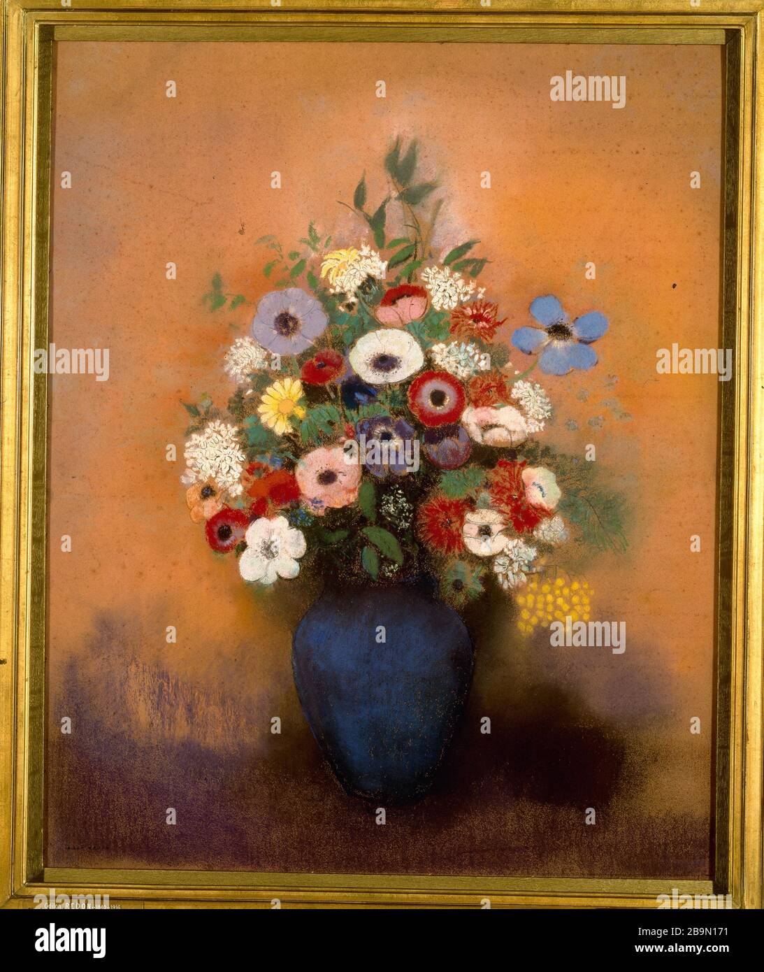 ANEMONI E LILLA IN VASO BLU ODILON REDON (1840-1916). "Anémones et lilas dans un vase bleu". Pastello, fusain, vers 1912. Musée des Beaux-Arts de la Ville de Paris, Petit Palais. Foto Stock