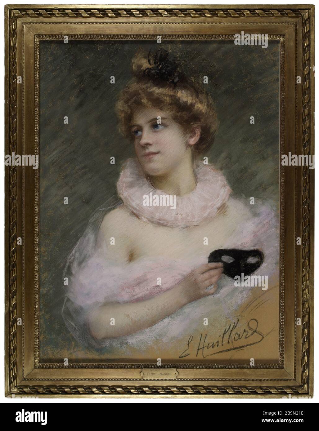 La donna nella maschera. Esther Huillard (1855-1928). 'La femme au masque'. Pastello. Musée des Beaux-Arts de la Ville de Paris, Petit Palais. Foto Stock