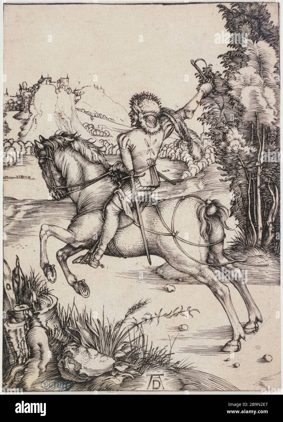 MAIL PICCOLA Albrecht Dürer (1471-1528). 'Le Petit Courrier'. Gravure. Musée des Beaux-Arts de la Ville de Paris, Petit Palais. Foto Stock