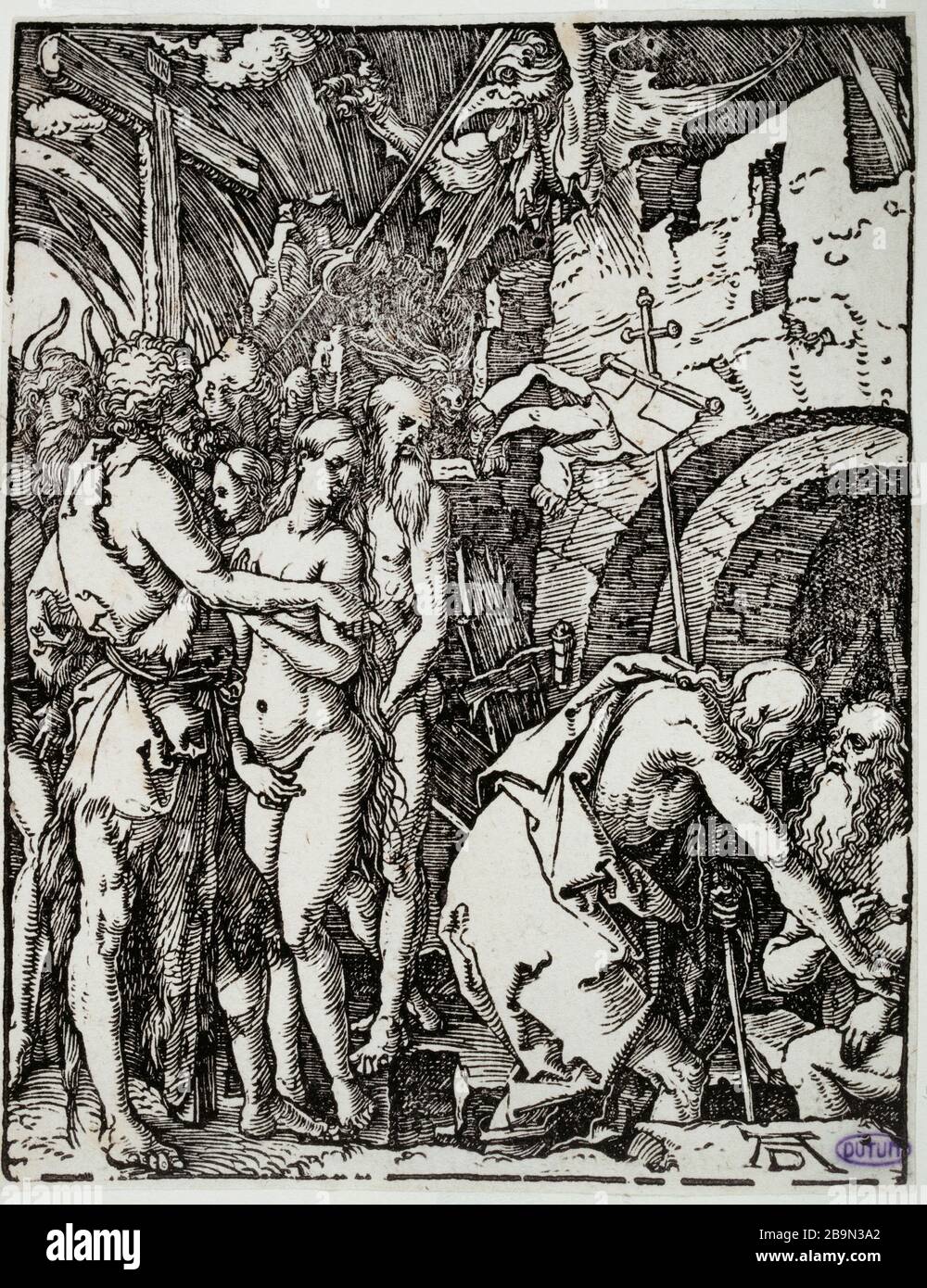 Piccola Passione sul legno: Cristo nel limbo (Bartsch 41) Albrecht Dürer (1471-1528). La Petite Passion sur bois : le Christ aux Limbes (Bartsch 41). 1509. Musée des Beaux-Arts de la Ville de Paris, Petit Palais. Foto Stock