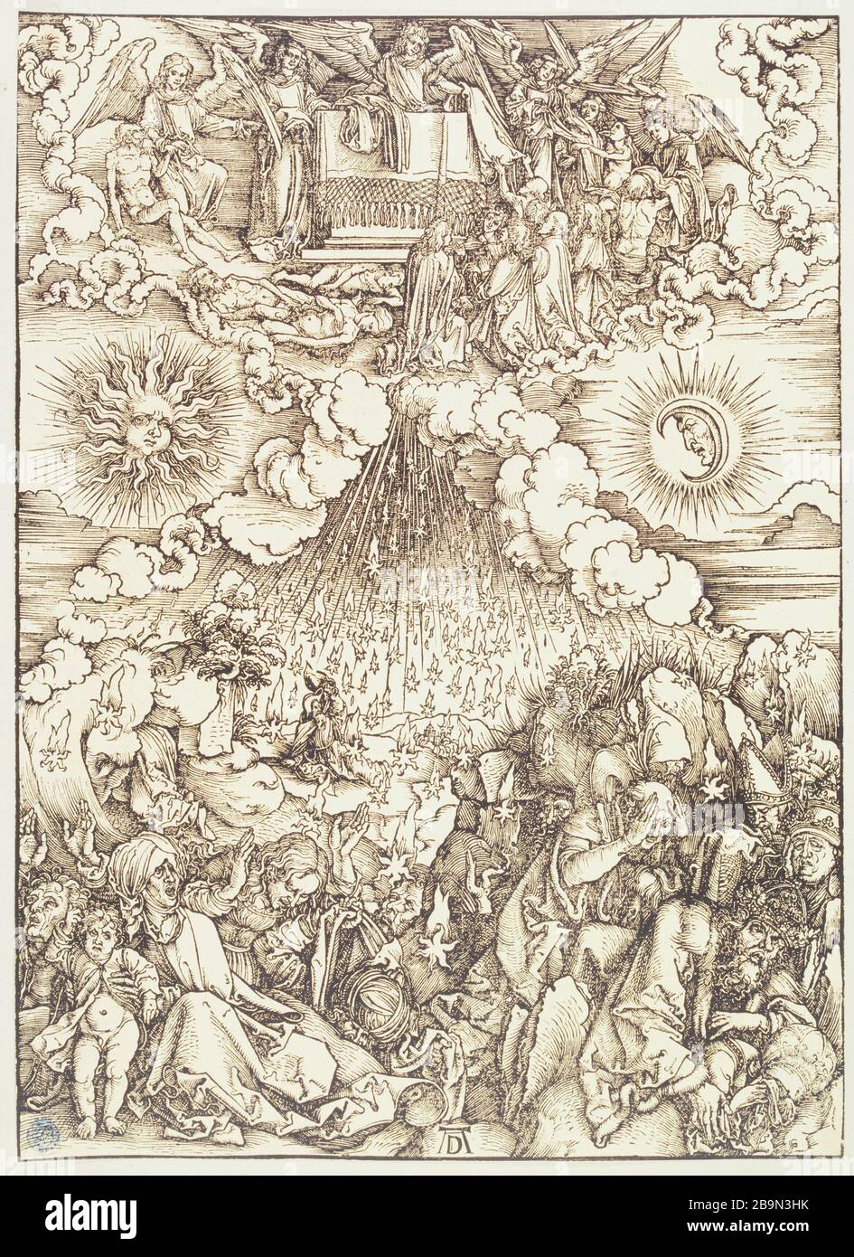 Albrecht Dürer (1471-1528) 'The Apocalypse, Opening Albrecht Dürer (1471-1528) 'l'Apocalypse, l'ouverture du 5ème sceau et du 6ème sceau (B 65) 2ème édition latine'. Gravure. Musée des Beaux-Arts de la ville de Paris, Petit Palais. Foto Stock