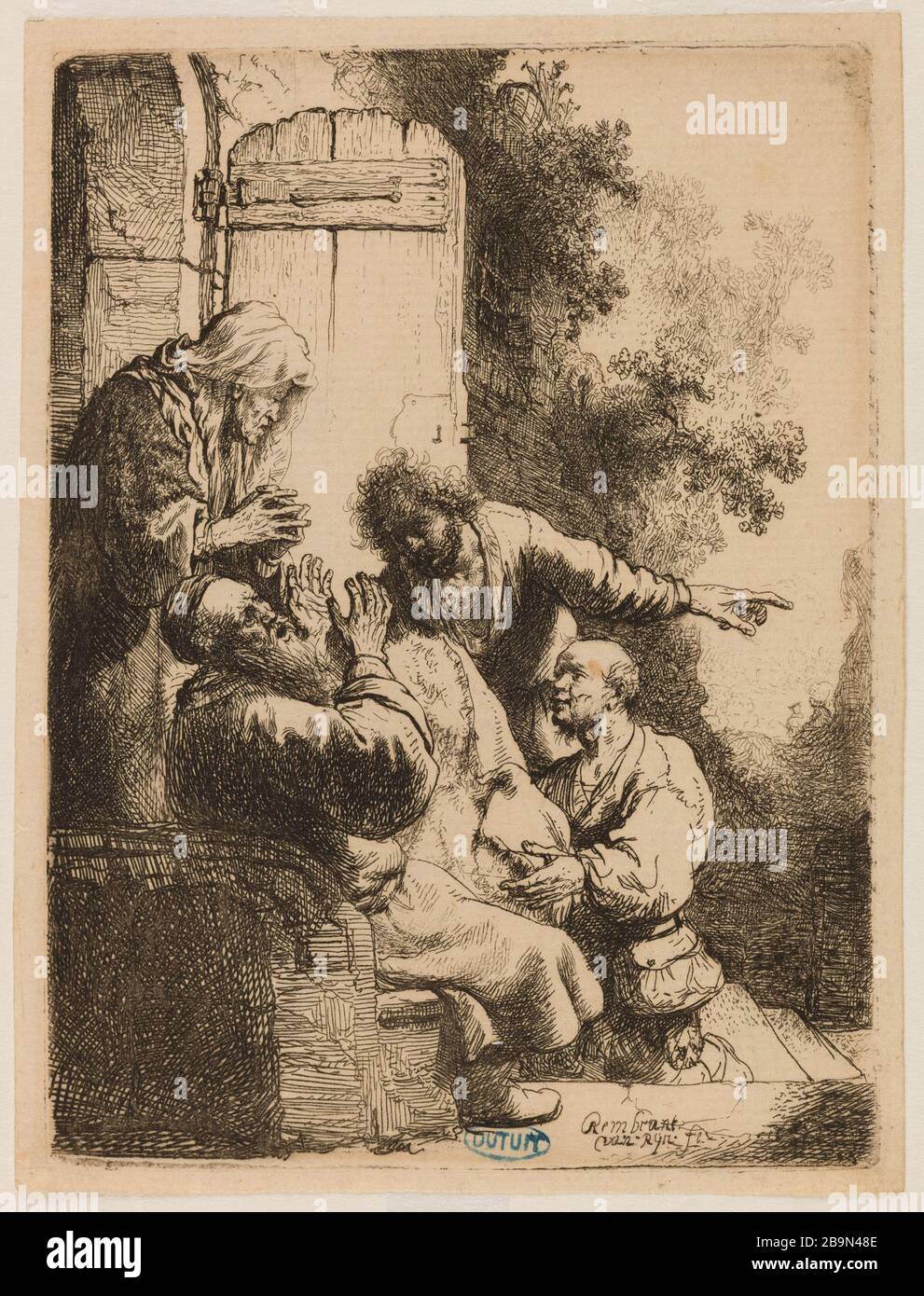 Giacobbe piange la morte del figlio Joseph Harmensz Van Rijn Rembrandt (1606-1669). "Jacob pleurant la mort de son fils Joseph". (B 38-1er état), vers 1633. Musée des Beaux-Arts de la Ville de Paris, Petit Palais. Foto Stock